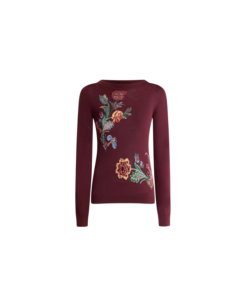 Etro Pullover Aus Einer Wollmischung Mit Jacquardmuster, Damen, Bordeaux, Größe Bordeaux