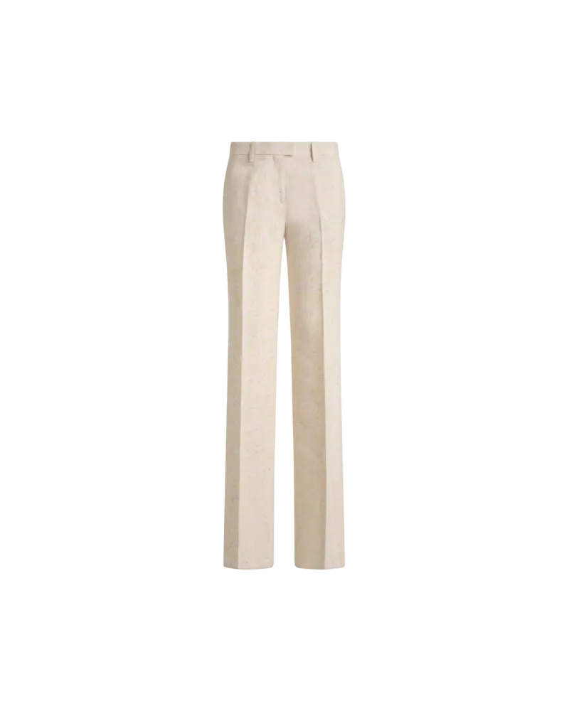 Etro Hose Aus Einem Geflammten Leinenmischgewebe, Damen, Beige, Größe Beige