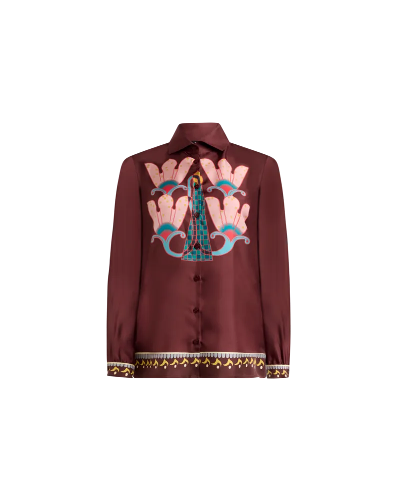 Etro Hemdbluse Aus Seide Mit Floralem Druck, Damen, Bordeaux, Größe Bordeaux