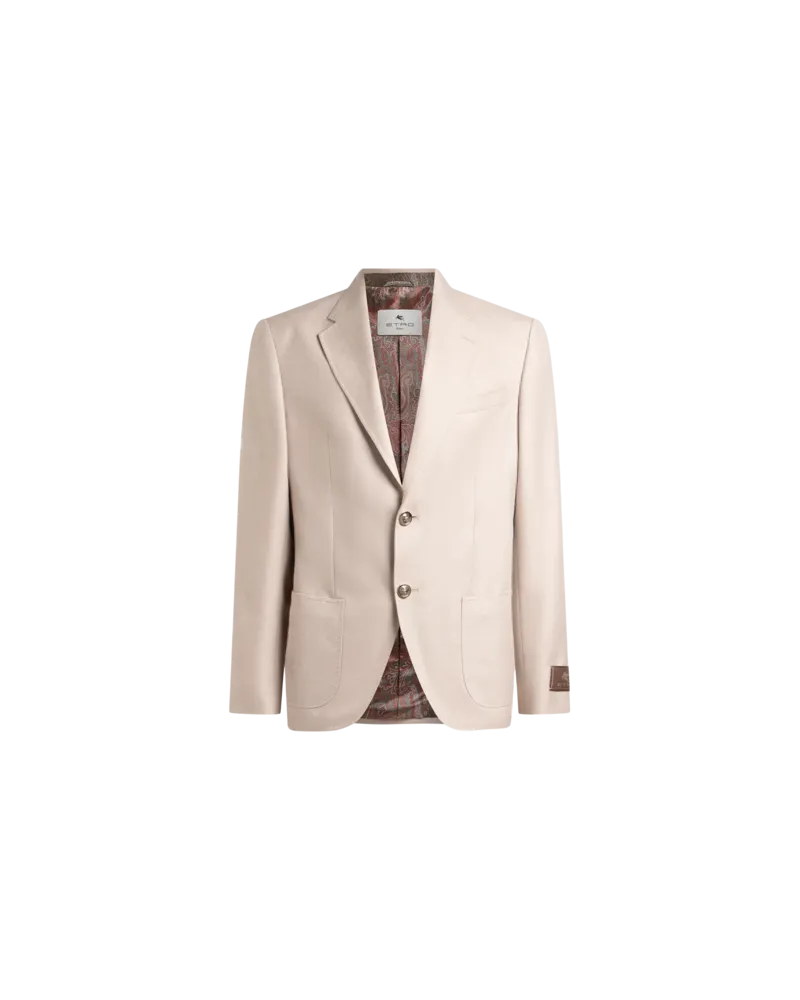 Etro Einreihige Jacke Aus Einer Baumwollmischung, Herren, Beige, Größe Beige