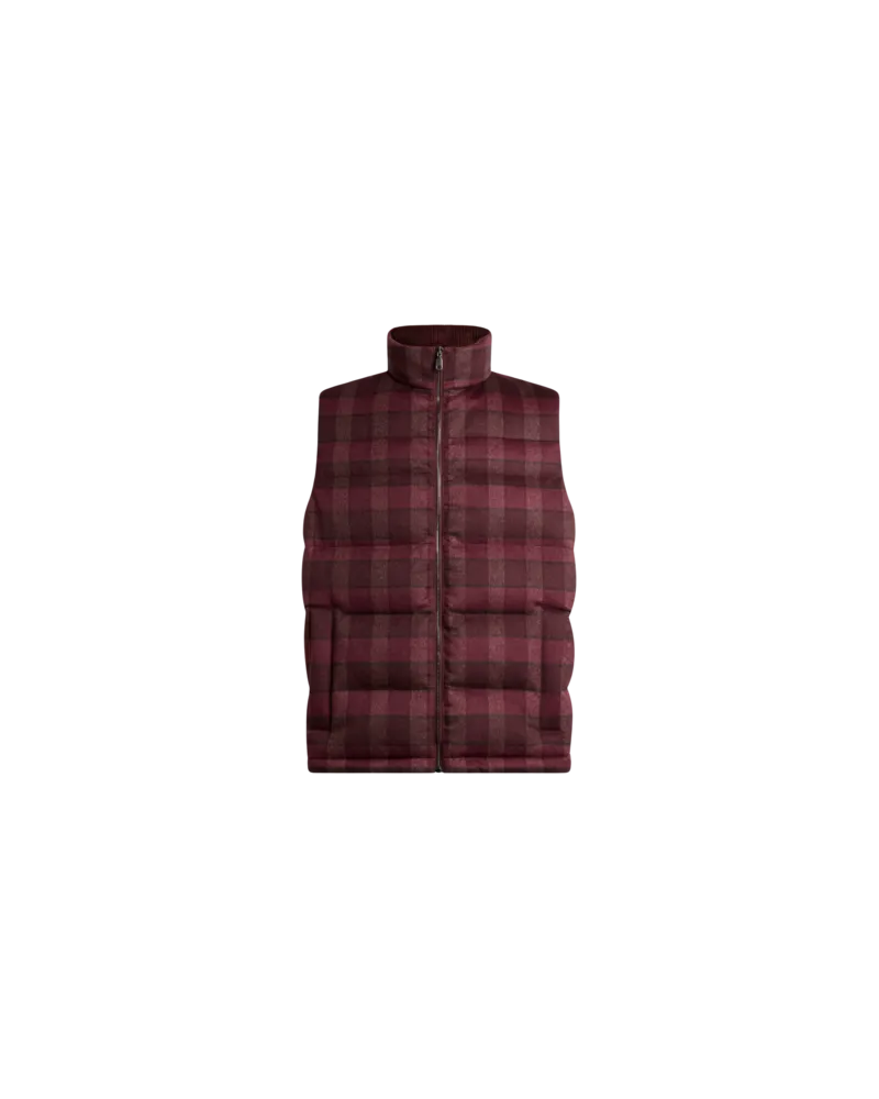 Etro Ärmellose Daunenjacke Aus Wolle Und Kaschmir Mit Karomuster, Herren, Bordeaux, Größe Bordeaux