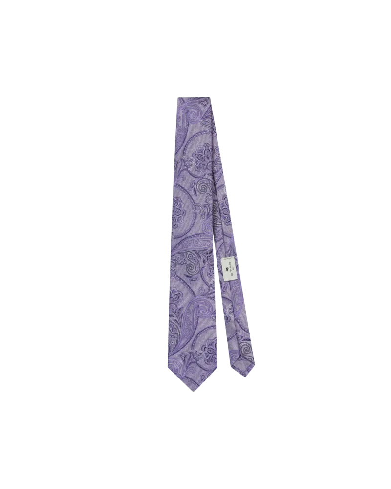 Etro Krawatte Mit Mikrostreifen Und Paisley, Herren, Violett Violett