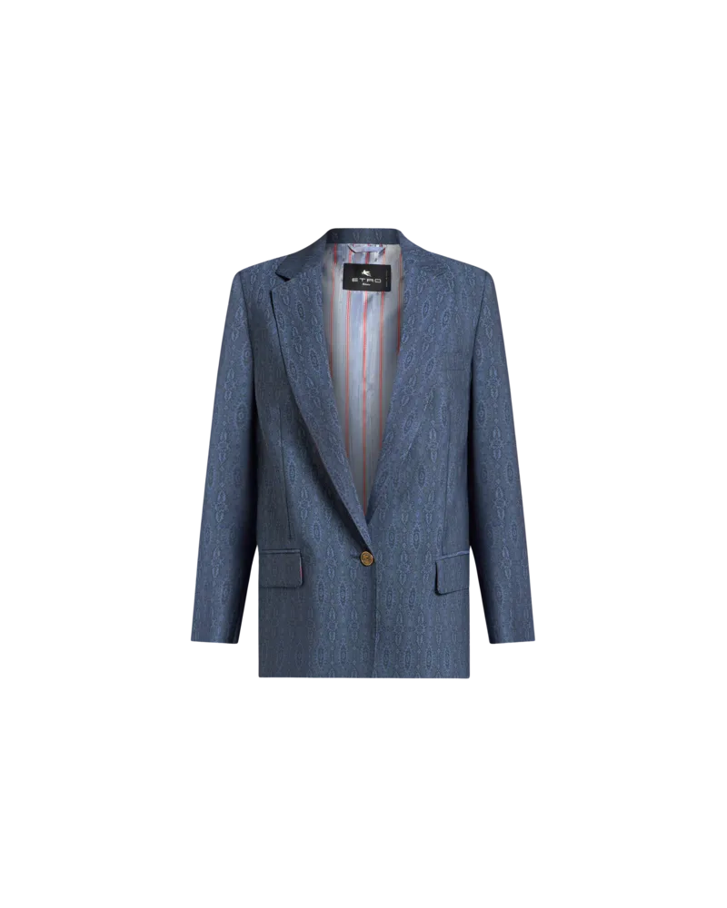 Etro Wolljacke Mit Medaillonmotiv, Damen, Blau, Größe Blau