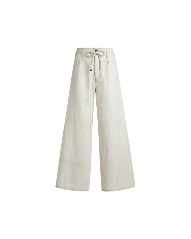 Etro Culotte-jeans Mit Gürtel Mit Paisley-medaillons, Damen, Weiß, Größe Weiß