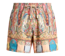 Badeshorts Mit Platziertem Floralem Paisley-druck, Herren, Beige, Größe