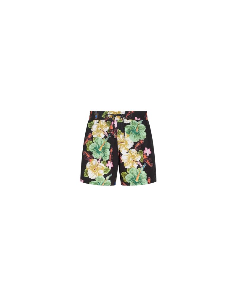 Etro Badehose Mit Floralem Paisleymuster, Schwarz Schwarz