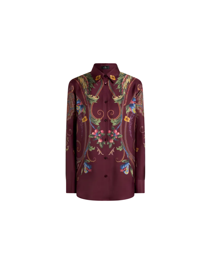 Etro Hemdbluse Aus Seide Mit Platziertem, Floralem Paisley-print, Damen, Rot, Größe Rot