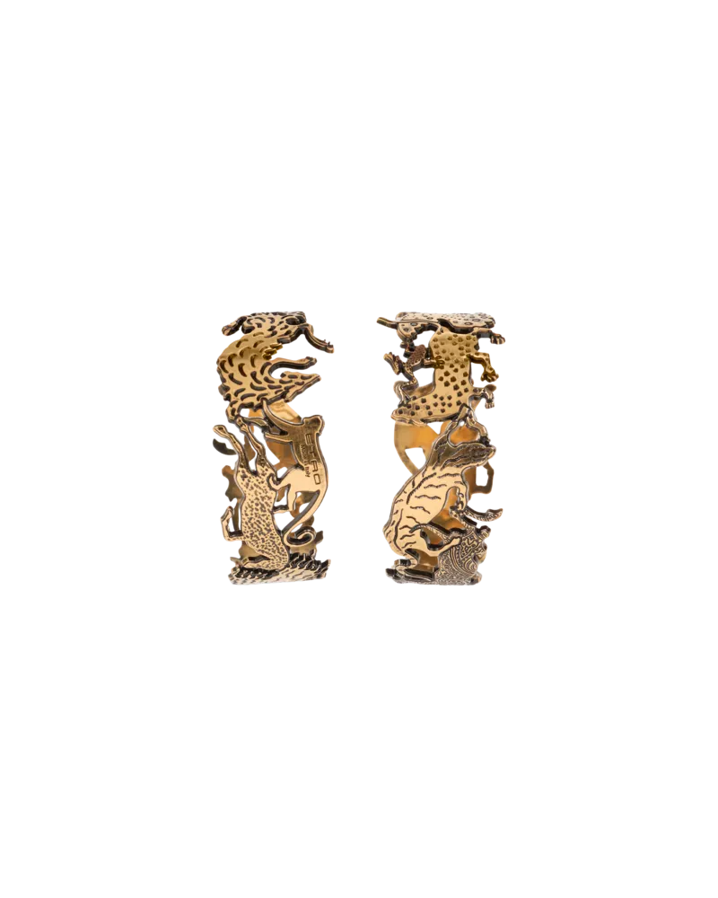 Etro Creolen Mit Tieren, Damen, Gold Gold