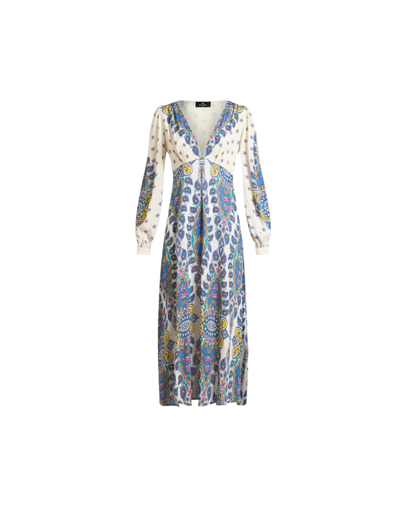 Etro Midikleid Aus Crêpe-de-chine, Damen, Weiß, Größe Weiß