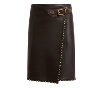 Kurzer Rock Aus Leder Mit Nieten, Damen, Braun, Größe