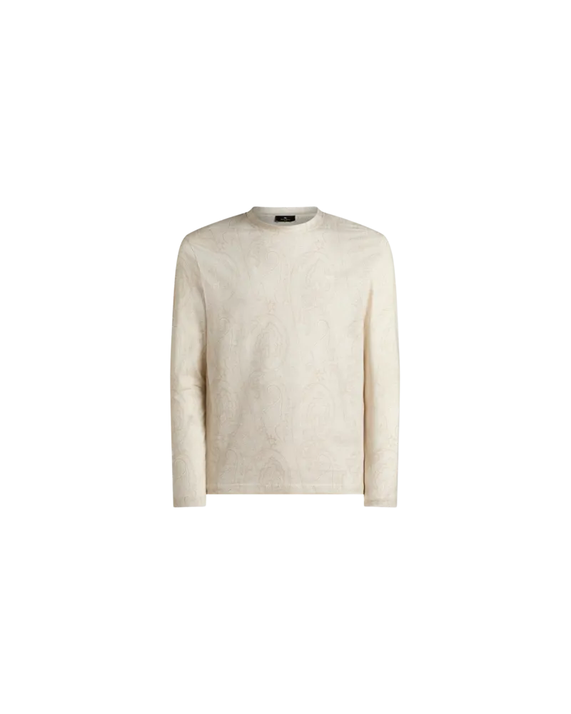 Etro Cotton Jersey Sweater With Arnica Motif, Herren, Beige, Größe Beige