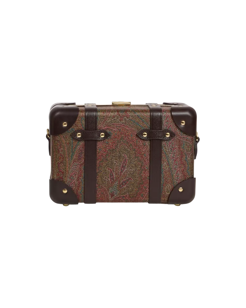 Etro Mikro-hartschalen-umhängetasche Etro X Globe-trotter Aus Arnica-gewebe Und Leder, Herren, Braun Braun