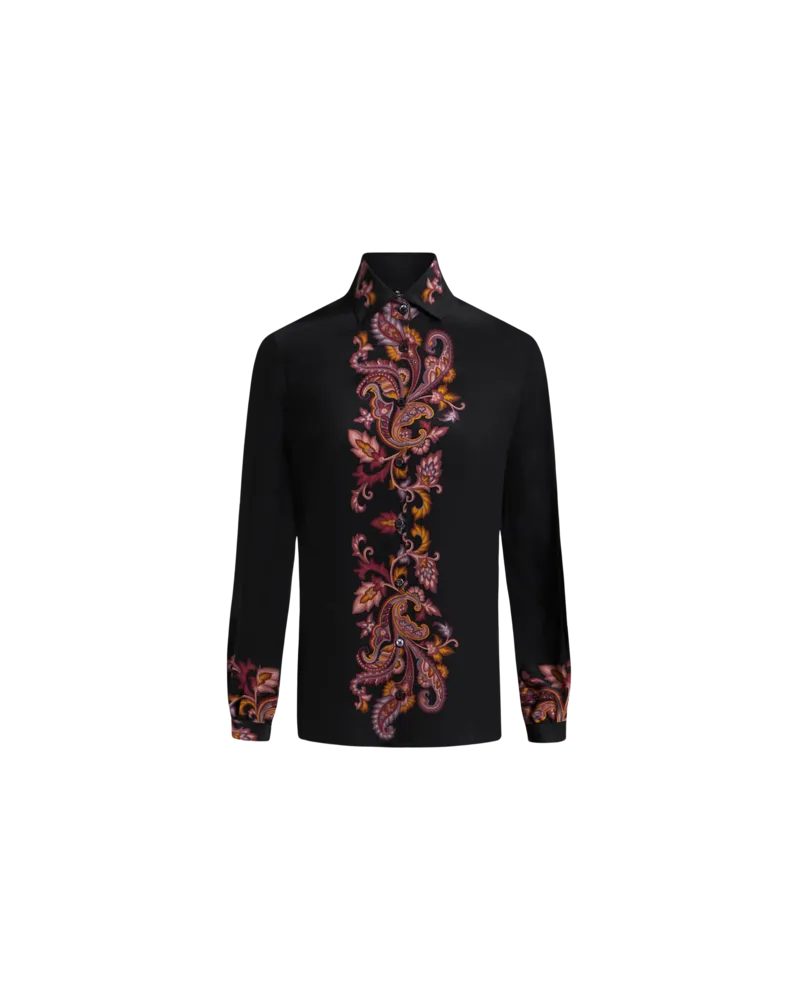 Etro Hemd Aus Bedruckter Seide, Damen, Schwarz, Größe Schwarz