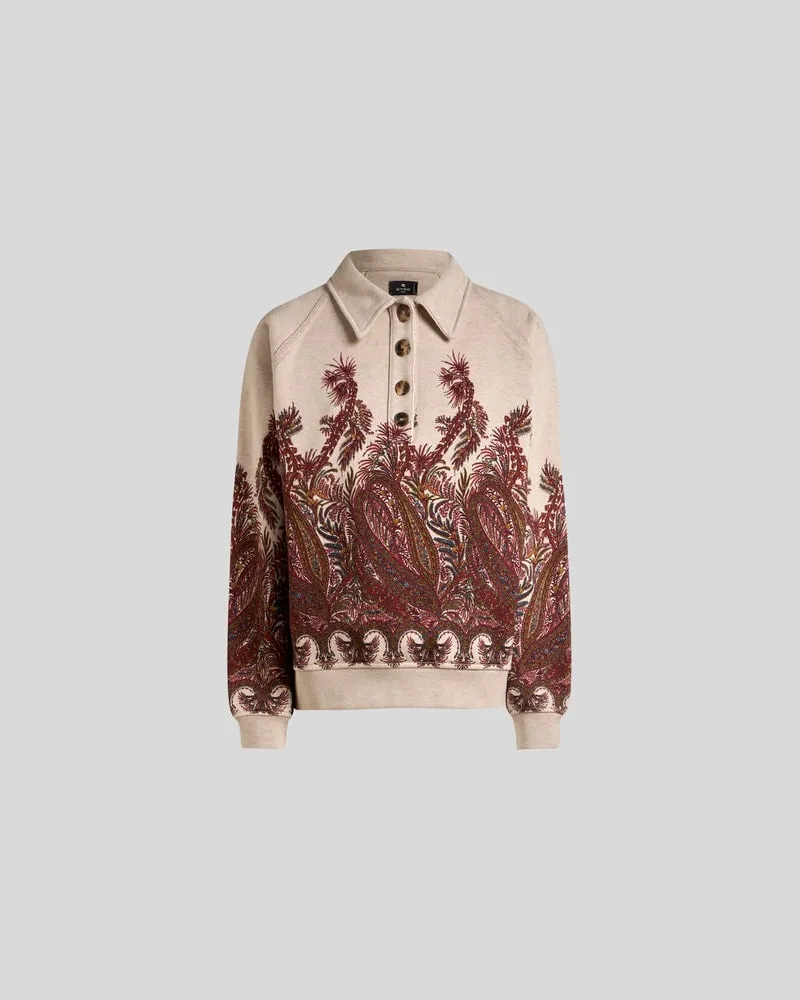 Etro Sweatshirt Aus Baumwolle Mit Abgesetztem Print, Damen, Beige, Größe Beige