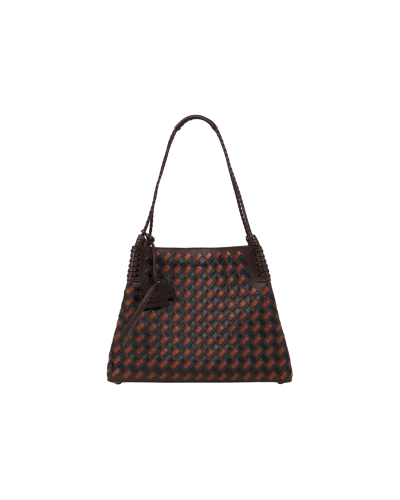 Etro Shopping-tasche Libra Mittelgross Aus Geflochtenem Leder, Damen, Braun Braun