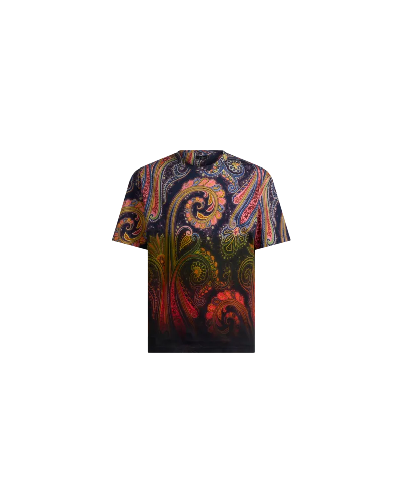 Etro T-shirt Aus Jersey Aus Baumwolle Mit Paisley-dégradé-motiv, Herren, Blau, Größe Blau