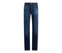 Jeans Mit Geradem Bein Und Nieten, Damen, Blau, Größe