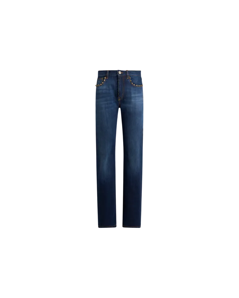 Etro Jeans Mit Geradem Bein Und Nieten, Damen, Blau, Größe Blau