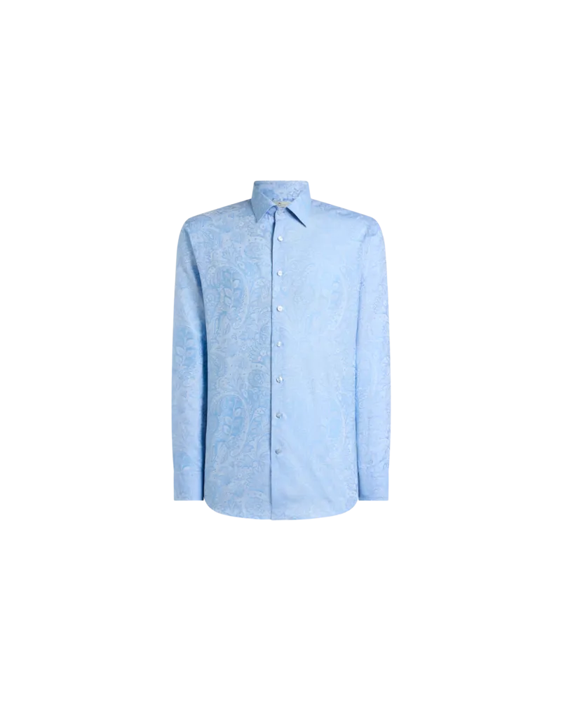 Etro Jacquard-hemd Aus Baumwolle Mit Paisley-foliage-motiv, Herren, Hellblau, Größe Hellblau