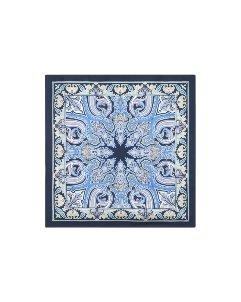 Etro Einstecktuch Aus Seide Mit Motiv, Herren, Blau Blau