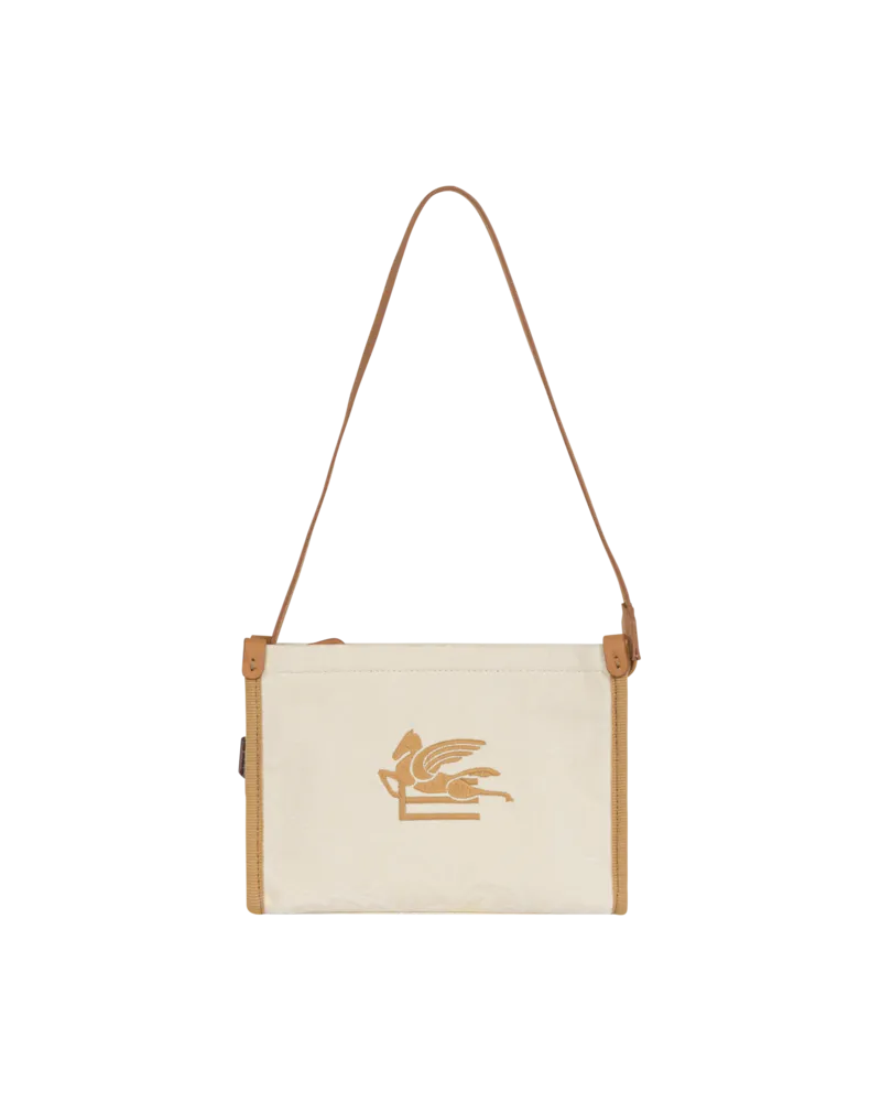 Etro Jacquard-tasche Aus Einer Baumwoll-leinen-mischung Mit Pegaso-stickerei, Cremefarben, Größe Cremefarben