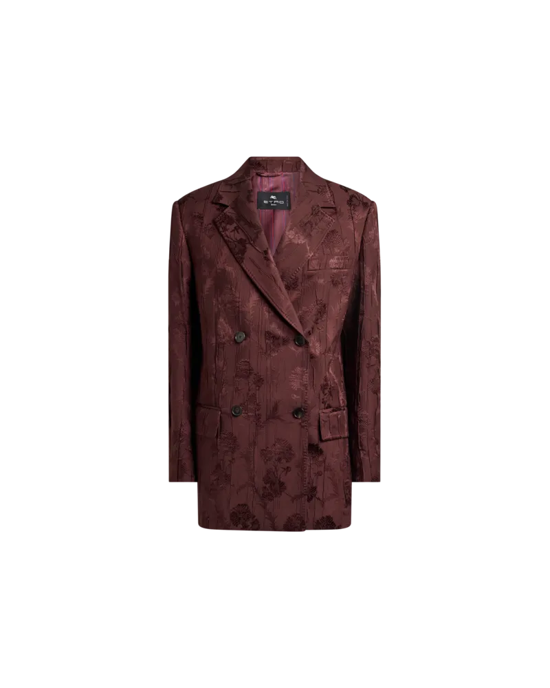 Etro Zweireihige Jacke Aus Einer Wollmischung Mit Rindeneffekt, Damen, Bordeaux, Größe Bordeaux