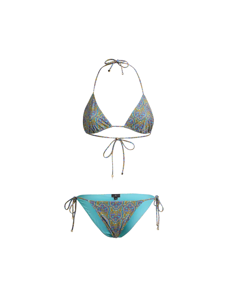 Etro Bikini Mit Mehrfarbigem Print, Damen, Blau, Größe Blau
