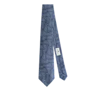 Krawatte Aus Bedruckter Seide, Herren, Blau