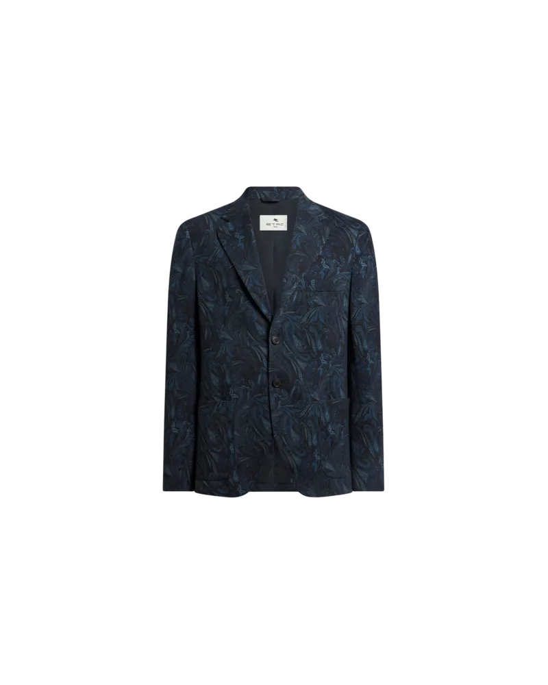 Etro Reisejacke Aus Jersey Aus Einer Wollmischung Mit Paisley-motiv, Herren, Blau, Größe Blau