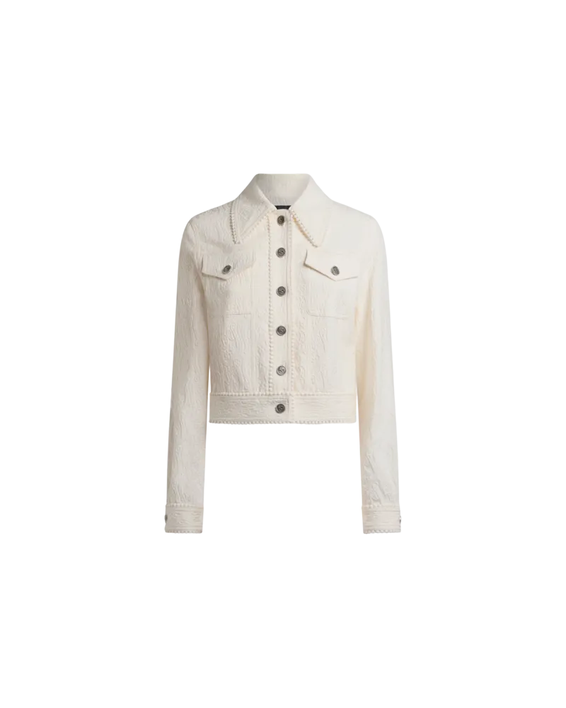 Etro Cropped Jacke Mit Paisley-jacquardmuster, Damen, Weiß, Größe Weiß