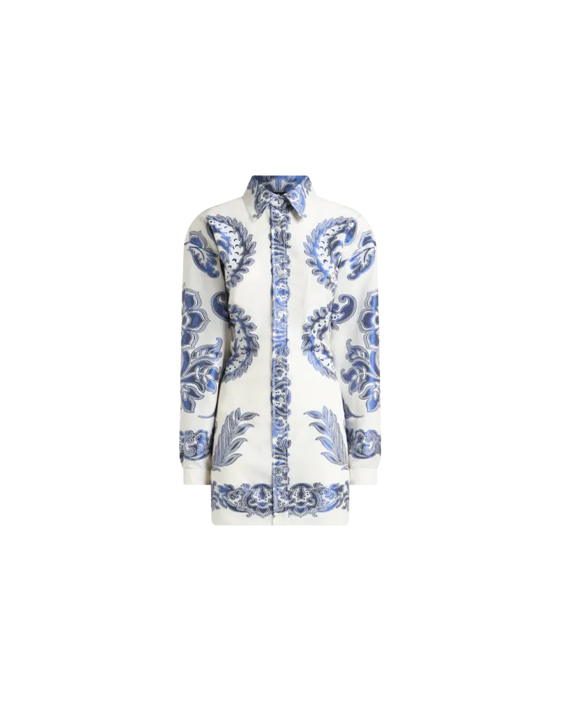 Etro Blumenhemd Aus Jacquard-fil-coupé Mit Knoten Auf Der Rückseite, Damen, Weiß, Größe Weiß