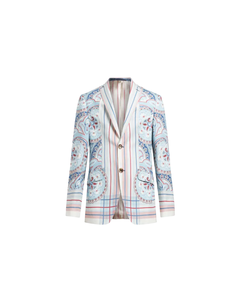 Etro Blazer Mit Paisleymuster Und Streifen, Herren, Weiß, Größe Weiß