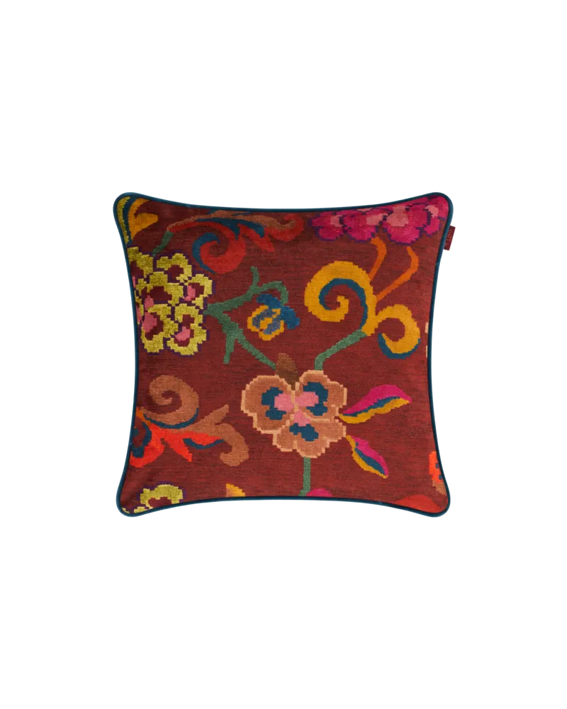 Etro Kissen Aus Samt Mit Blumenmuster Und Streifen, Bordeaux Bordeaux