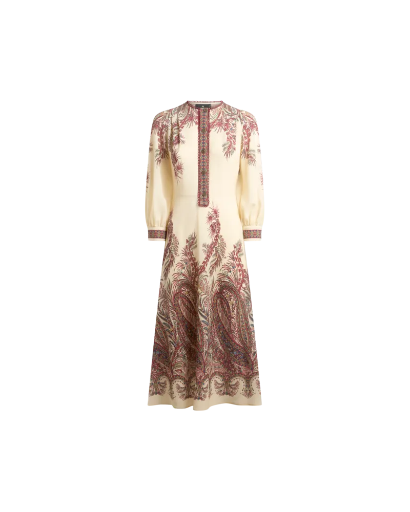 Etro Kleid Aus Sable Mit Platziertem Druck, Damen, Cremefarben, Größe Cremefarben