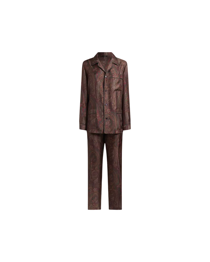 Etro Pyjama-set Aus Seide Mit Arnika-motiv Birkenstock By Etro, Damen, Braun, Größe Braun