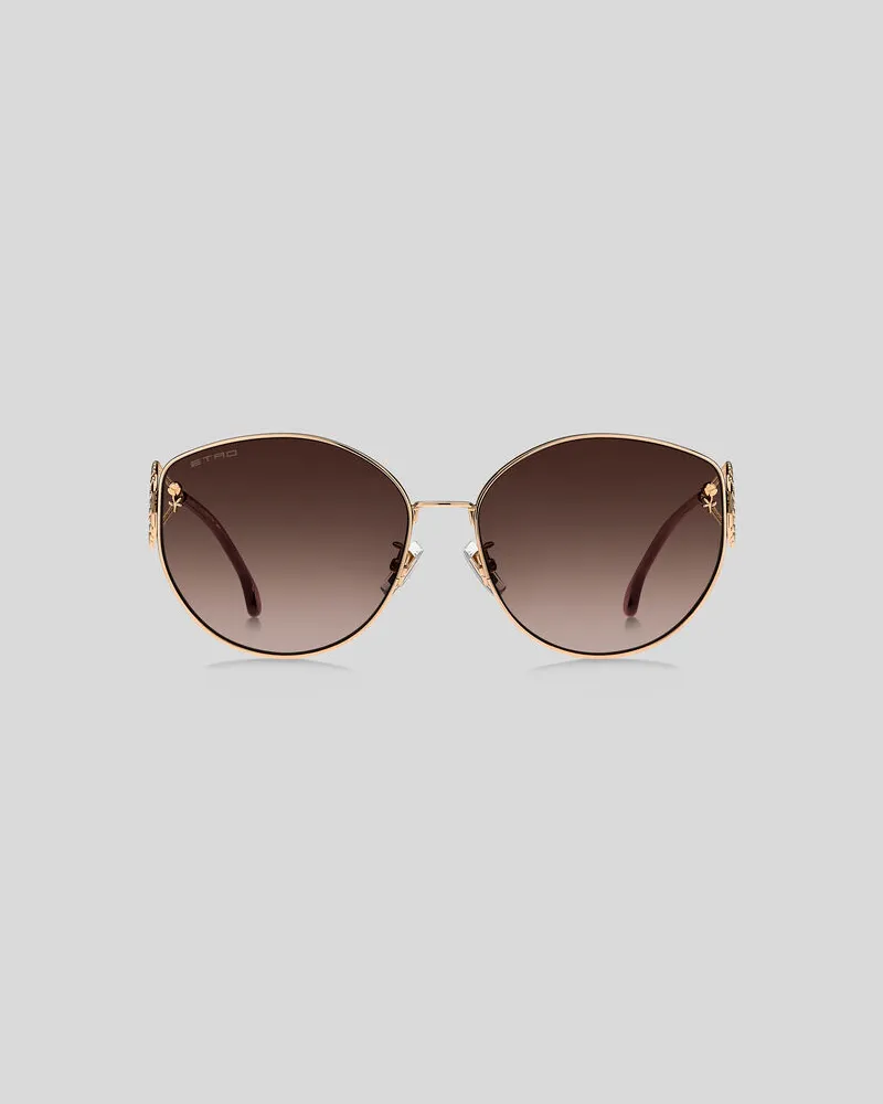 Etro Sonnenbrille Metal Paisley, Damen, Braun Braun