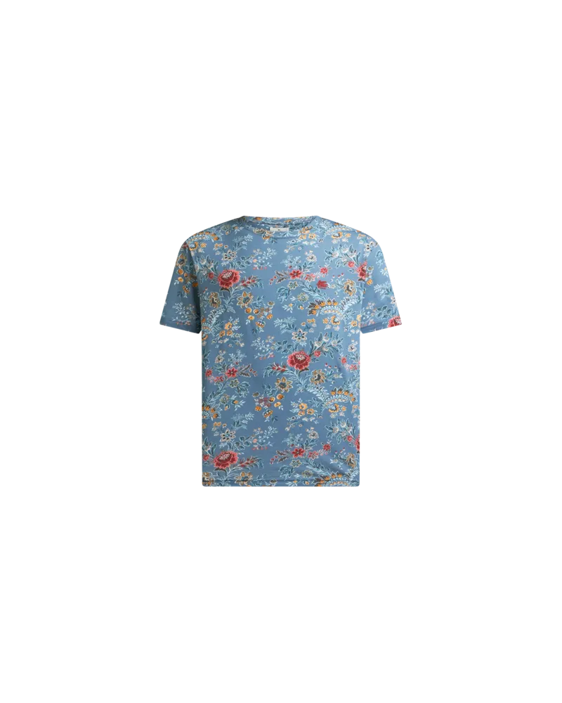 Etro T-shirt Aus Baumwolle Mit Floralem Print, Herren, Hellblau, Größe Hellblau