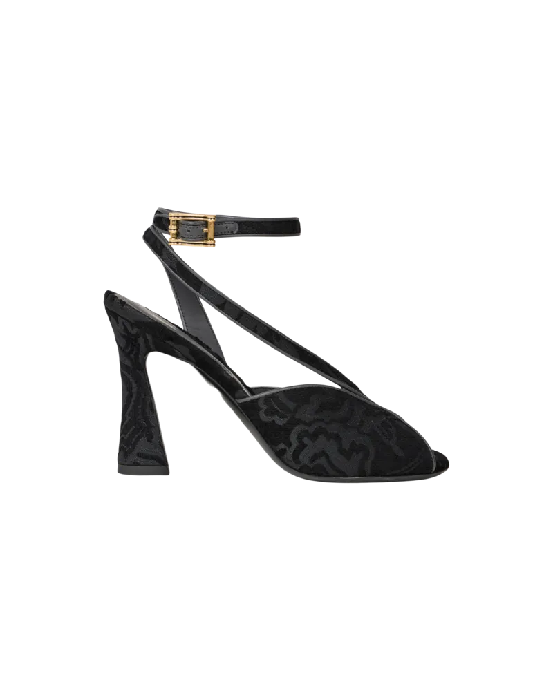 Etro Hohe Sandalen Aus Jacquard-gewebe Mit Paisley-motiv, Damen, Schwarz, Größe Schwarz