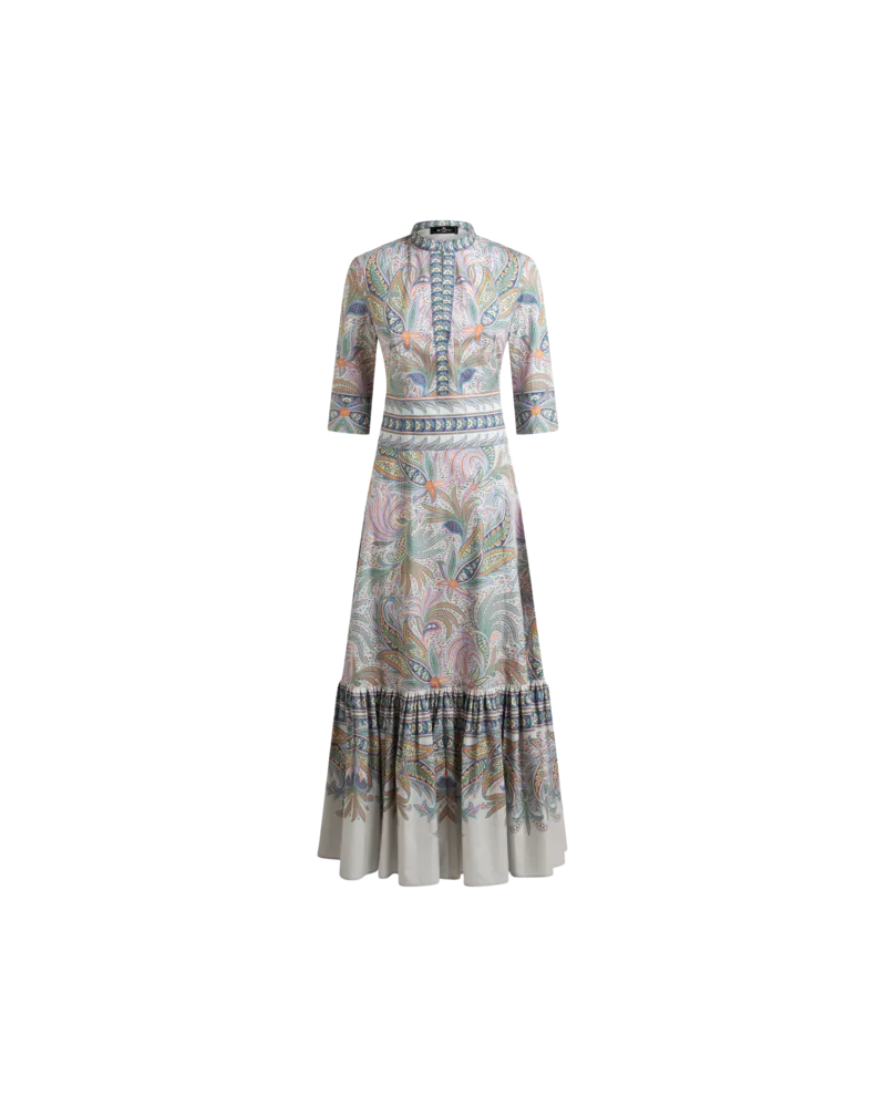 Etro Kleid Aus Baumwolle Mit Volant, Damen, Grau, Größe Grau