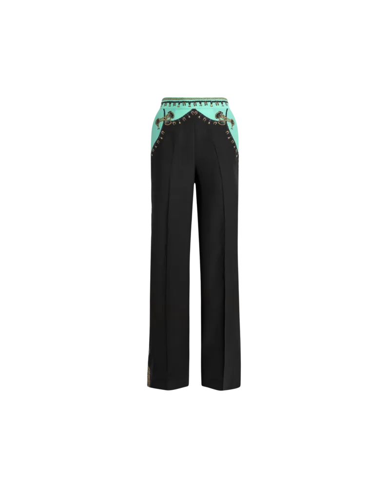 Etro Hose Mit Geradem Bein Aus Seide Mit Platziertem Print Von Schmuck, Damen, Schwarz, Größe Schwarz