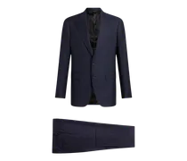 Anzug Aus Wolle Mit Karomuster, Herren, Navyblau, Größe