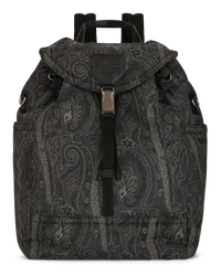 Etro Paisley Rucksack Mit  Logo Und Pegaso, Herren, Schwarz Schwarz