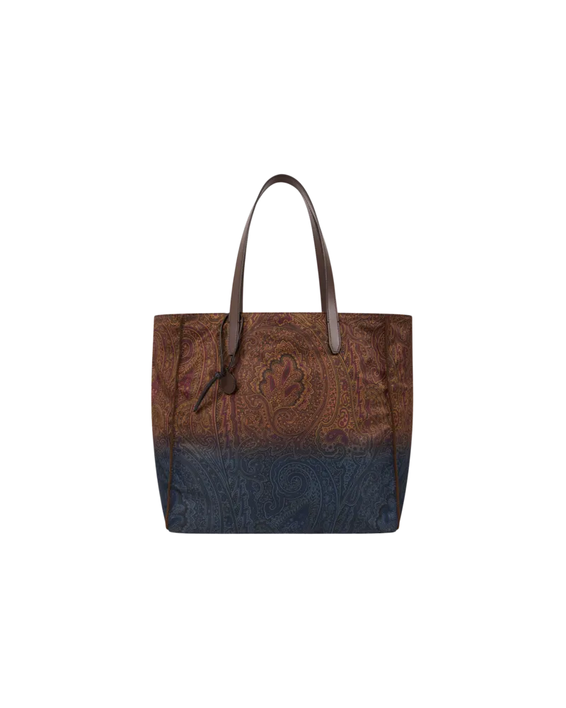 Etro Shopping-bag Unfold Me Aus Nylon Mit Arnica-dégradé-motiv, Damen, Braun Braun
