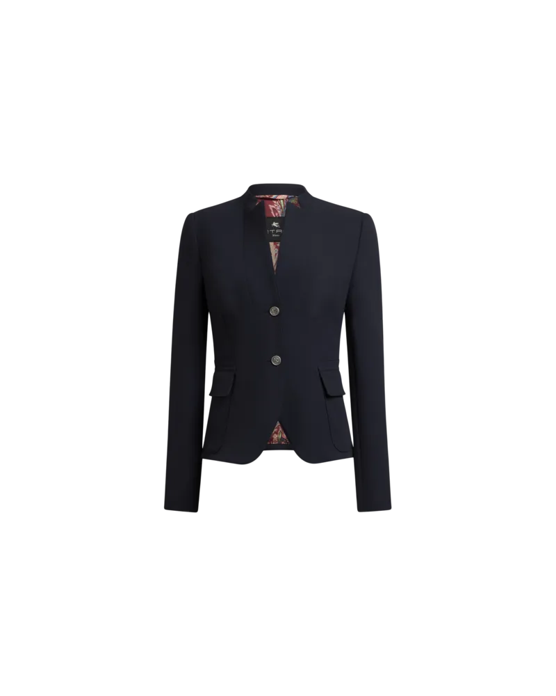 Etro Einreihige Jacke Mit Schösschen, Damen, Blau, Größe Blau