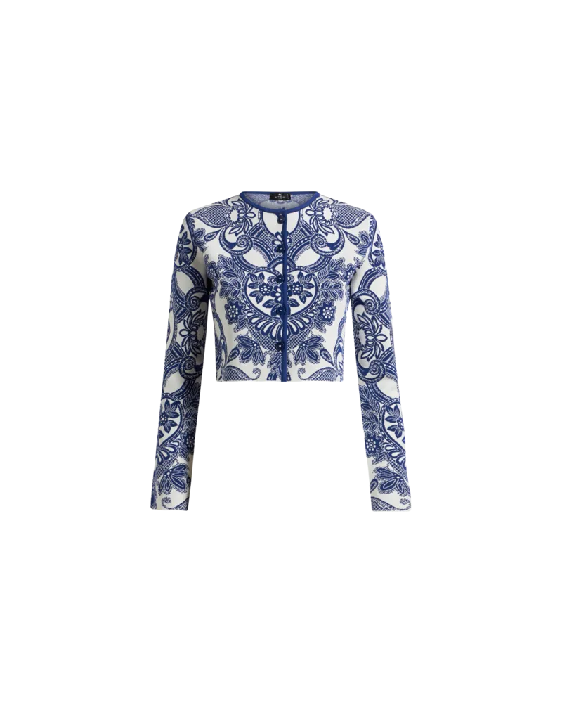 Etro Zweifarbiger Cropped Cardigan, Damen, Navyblau, Größe Navyblau