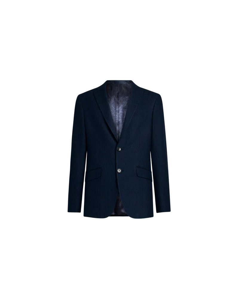 Etro Sakko Aus Verarbeitetem Jersey, Herren, Blau, Größe Blau