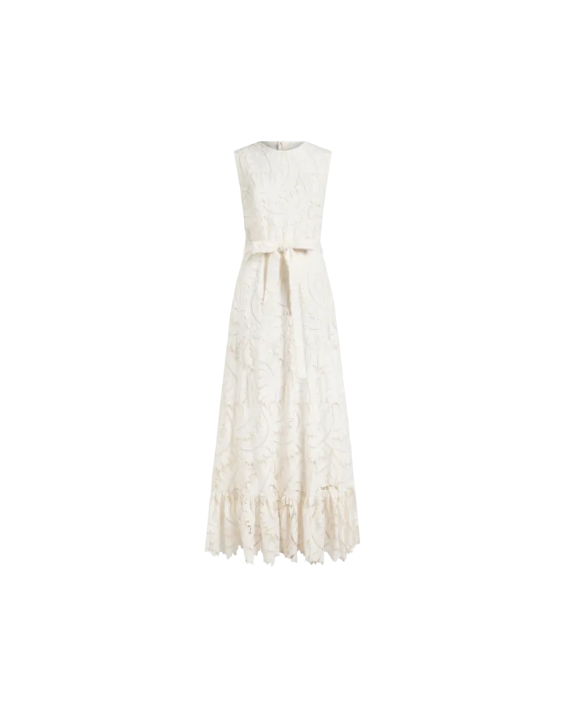 Etro Langes Kleid Aus Baumwollpopeline Mit Bestickter Spitze, Damen, Weiß, Größe Weiß