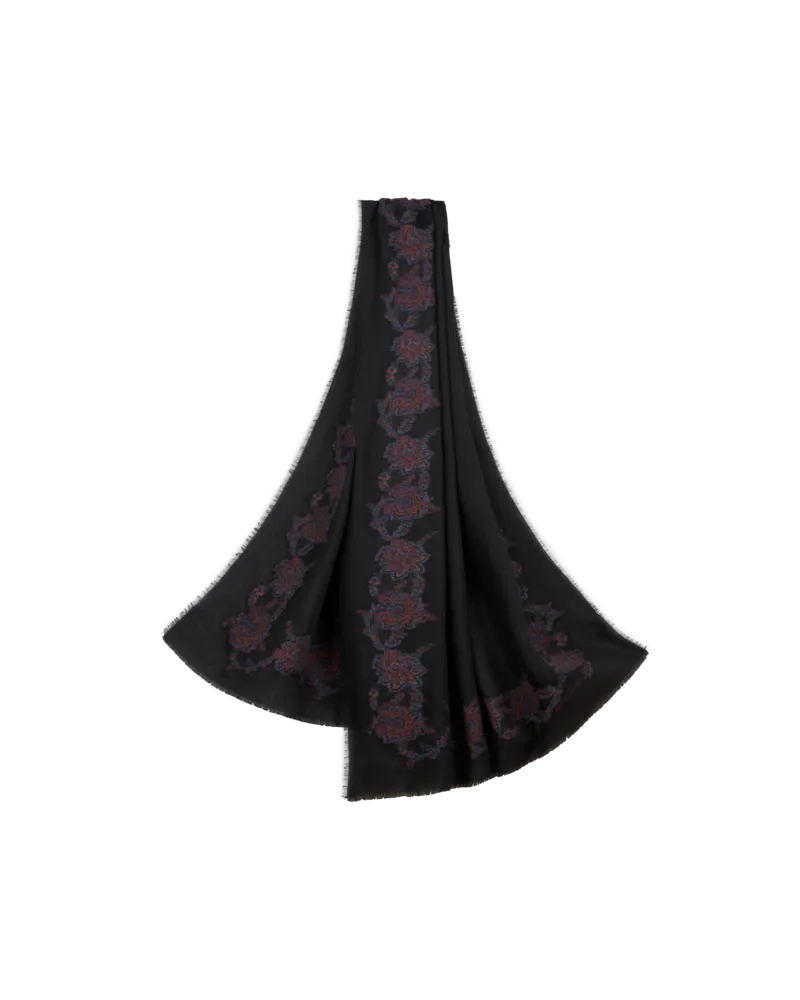 Etro Schal Aus Kaschmir Und Baumwolle, Damen, Schwarz Schwarz
