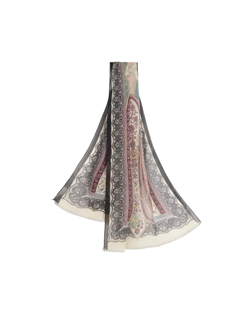 Etro Schal Aus Seide Mit Platziertem Druck, Damen, Multicolor Multicolor