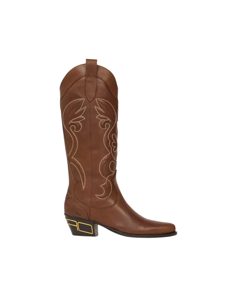 Etro Westernstiefel Aus Leder, Damen, Braun, Größe Braun